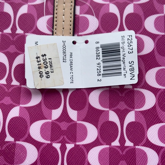 NWT Authentic COACH PRK DREAM C TOTE BAG in Magenta & Tan Incl Dust Bag - Picture 7 of 12